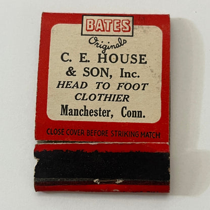 C.E. House & Son Clothier Manchester CT Bates Shoes Matchbook Cover TB6-MB1-2