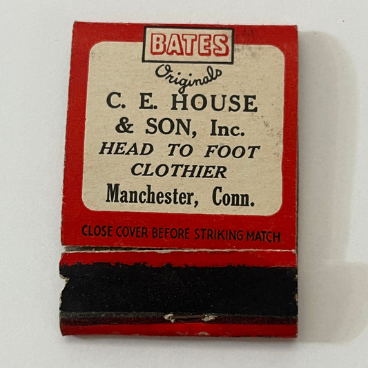 C.E. House & Son Clothier Manchester CT Bates Shoes Matchbook Cover TB6-MB1-2