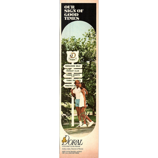 Arthur Ashe Director of Tennis - Doral Country Club Miami 1977 Ad AF3-5