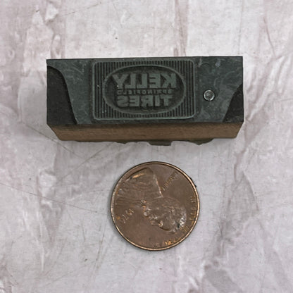Retro Kelly Tires Springfield Vintage Letterpress Printers Block Plate SF5
