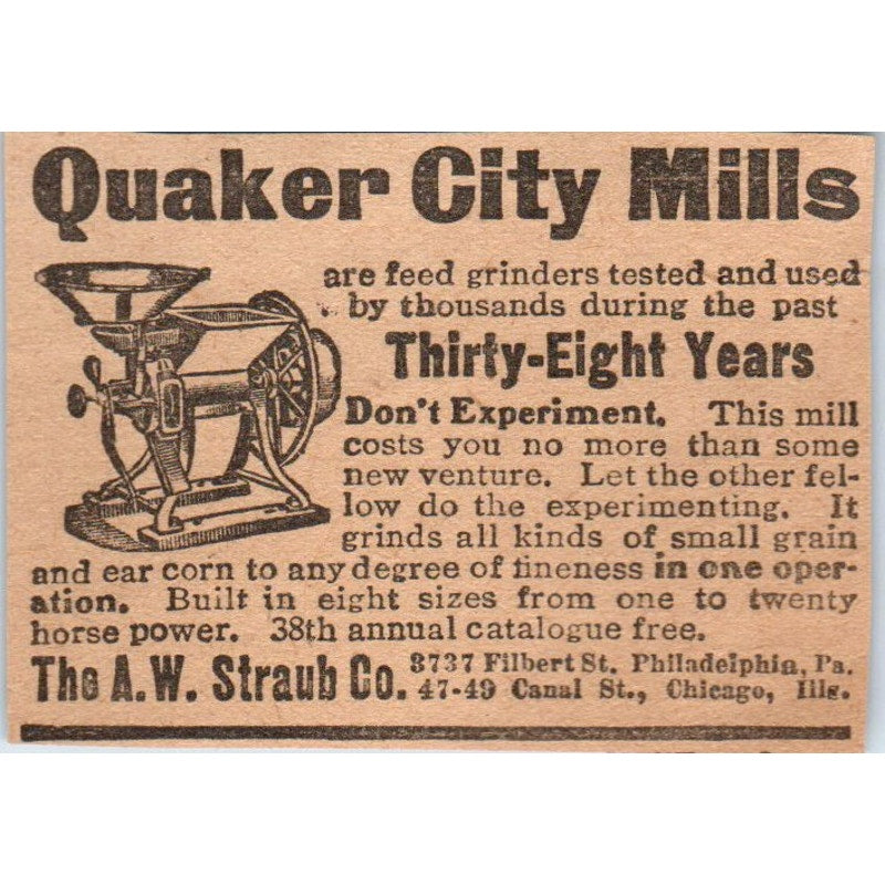 Quaker City Mills A.W. Starub Co Chicago IL 1905 Magazine Ad AF1-NH3