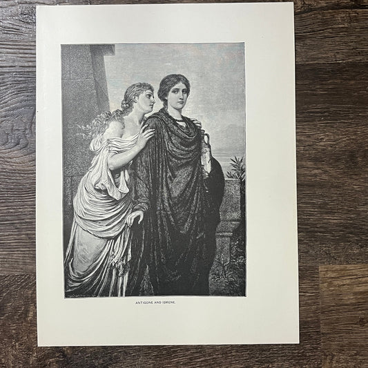 Antigone and Ismene Emil Teschendorff Antique Engraving 9x12 V10