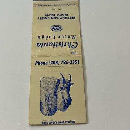 The Christiana Motor Lodge Ketchum Sun Valley ID Vintage Matchbook TB6-MB2-5