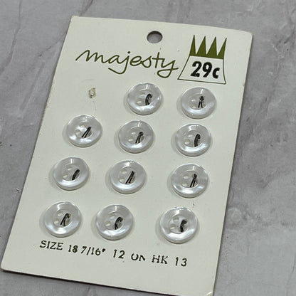 Vintage Lot of 11 Majesty Pearlescent 18 7/16 Buttons on Card 1221 SE2