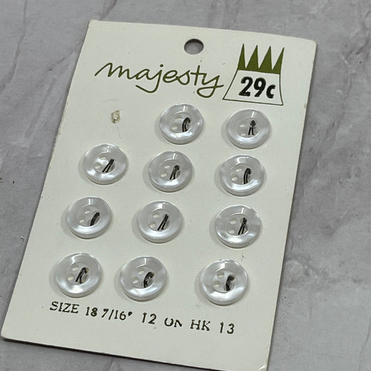 Vintage Lot of 11 Majesty Pearlescent 18 7/16 Buttons on Card 1221 SE2