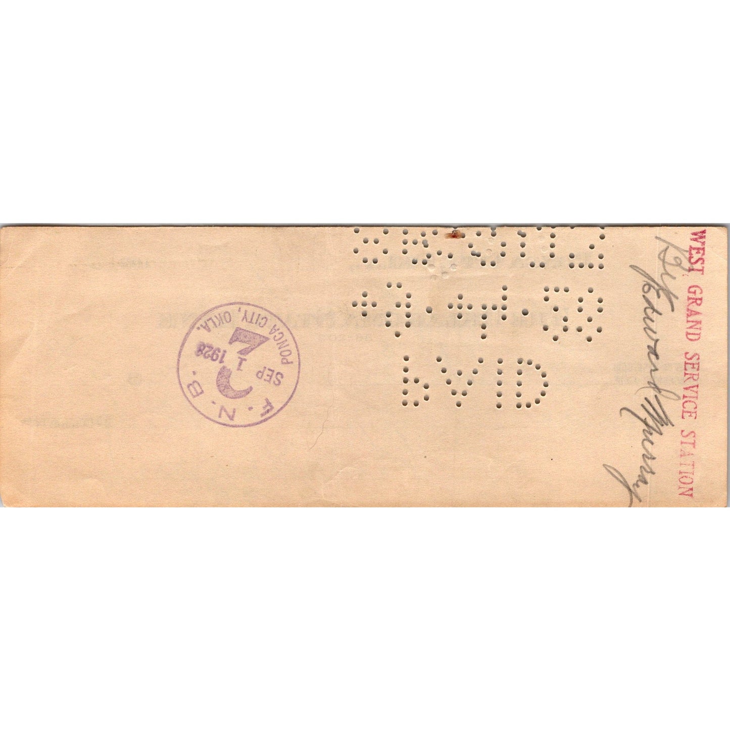 1928 Ponca City Oklahoma First National Bank Check AK7-7