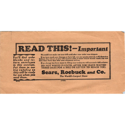 Vintage Sears, Roebuck and Co Advertising Envelope AE9-X2