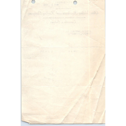 1951 Ohio Valley Hardware & Roofing Co Evansville IN Letterhead Receipt D18