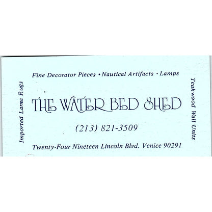 The Water Bed Shed Imported Lama Rugs Venice Vintage Business Card SF3-B3