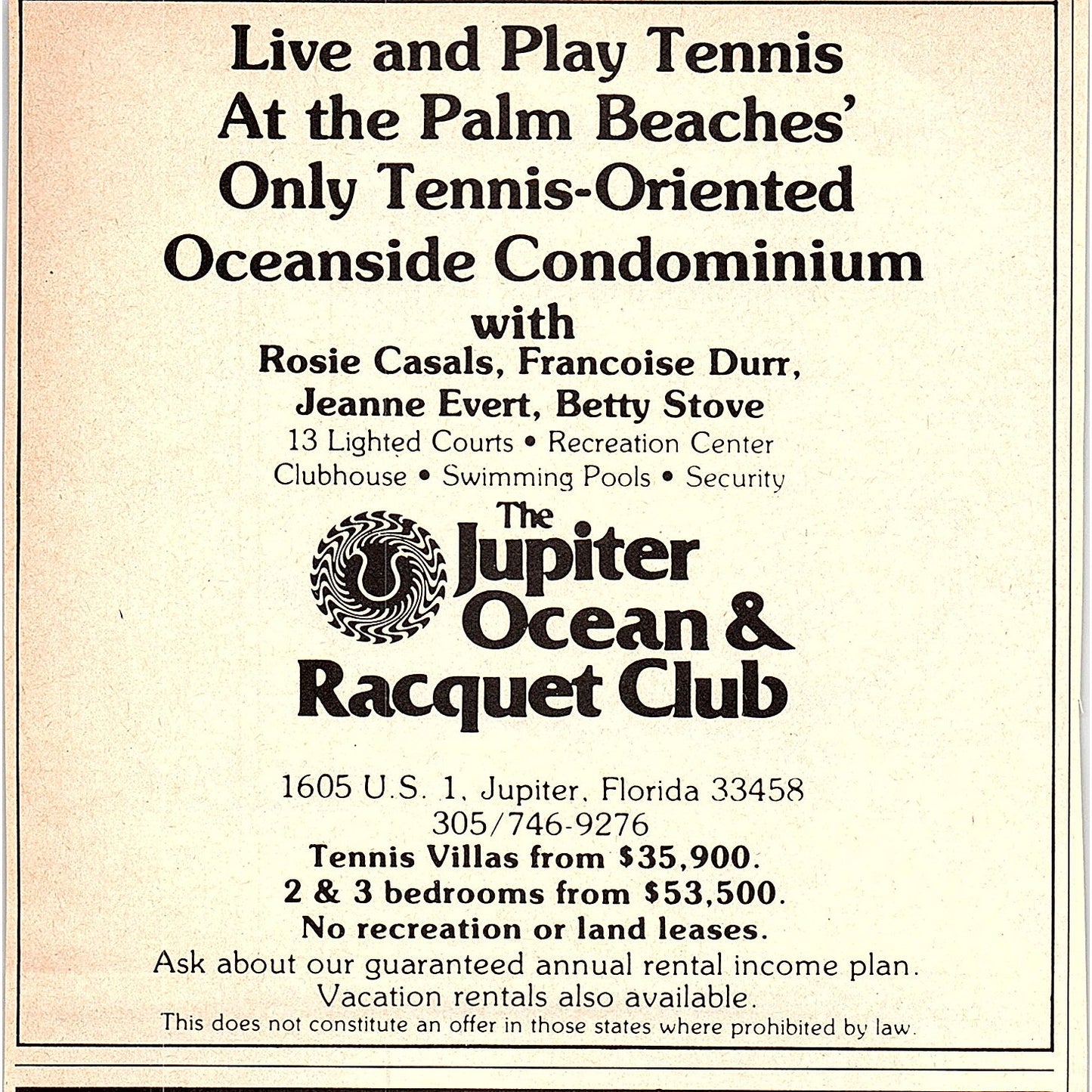 Carroll Reed Tennis Catalog Conway NH 1977 Ad AF3-M2