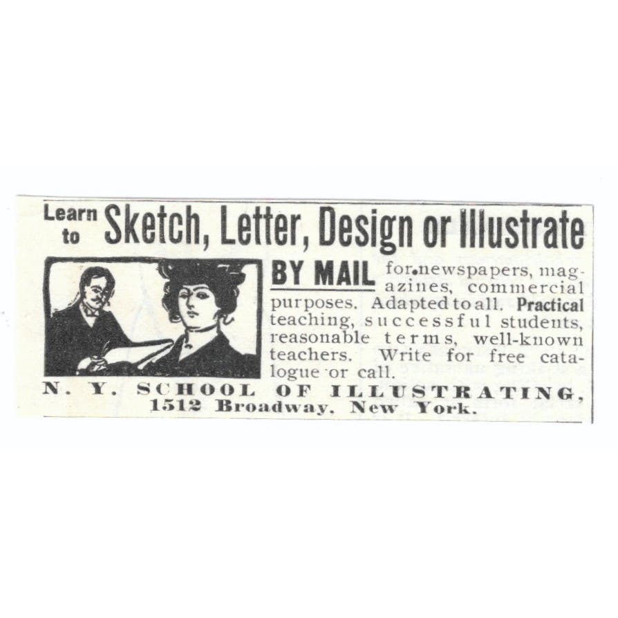 New York School of Illustrating by Mail c1905 Original Advertisement AE7-SA1