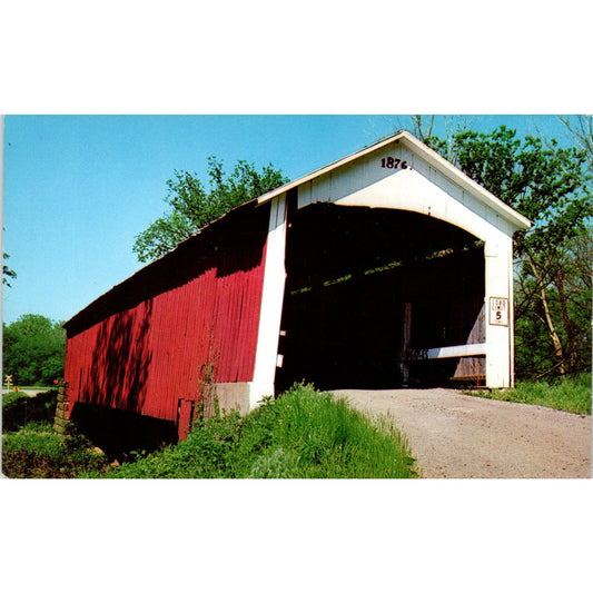 Hillsdale Bridge Vermillion County Indiana Covered Bridge Postcard PC8