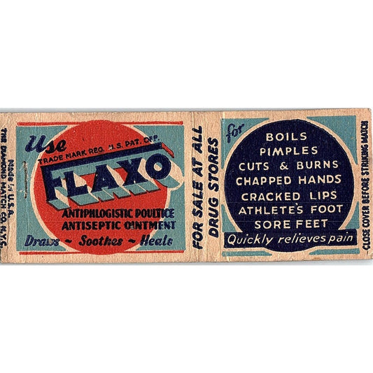 Flaxo Antiphlogistic Poultice Vintage Matchbook Cover SC7-Y5
