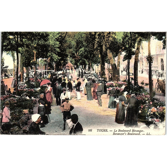 Le Boulevard Beranger Beranger's Boulevard French Antique Postcard PE10