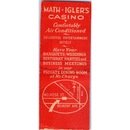 Math Igler's Casino Chicago Vintage Matchbook Cover SD2-Y5