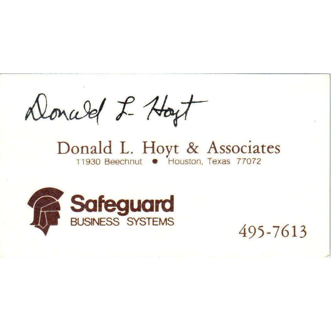 Donald L. Hoyt Safeguard Business Systems Houston Vintage Business Card SE3-B4