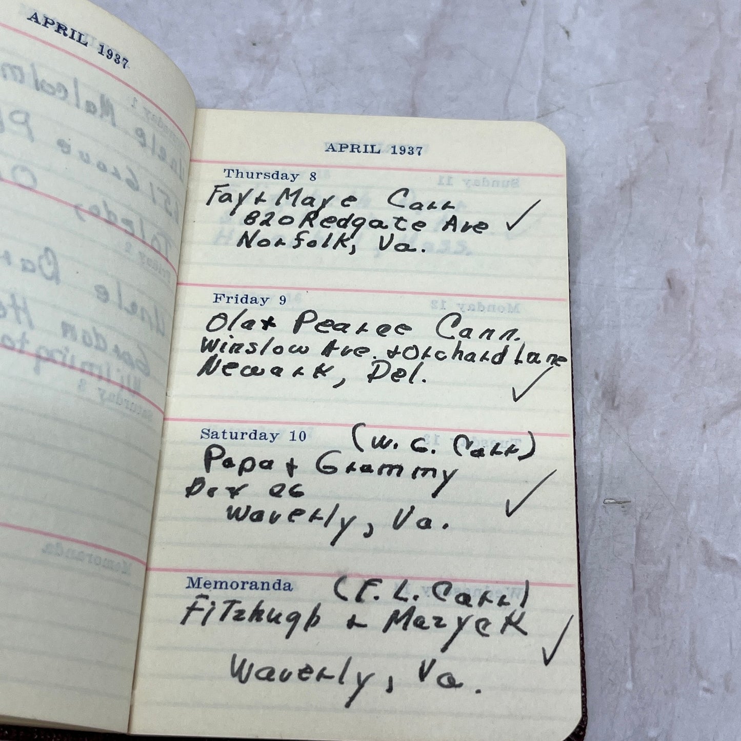 1937 Marquette Junior Diary Charles E. Grubb Newark Delaware TJ5-EL