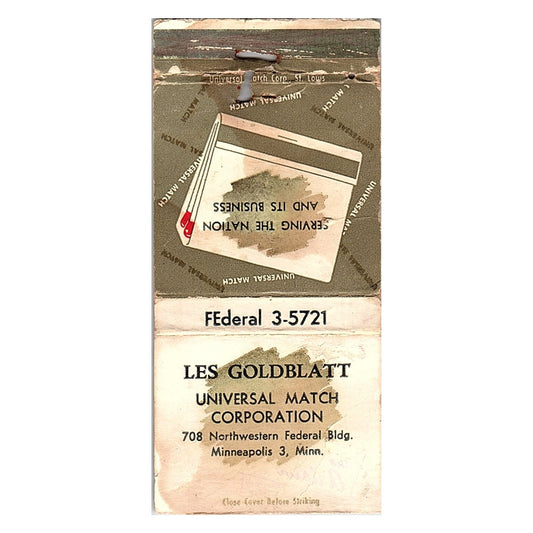 Les Goldblatt Universal Match Corp Minneapolis Vintage Matchbook Cover TH2-Y4