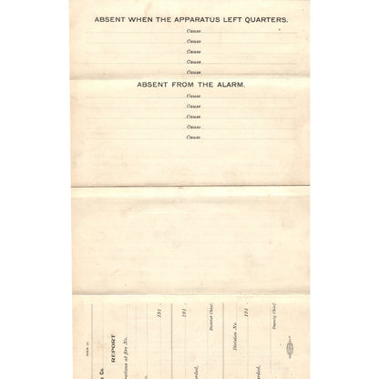 c1910 Boston Fire Department Report Form Blank AE9-X2