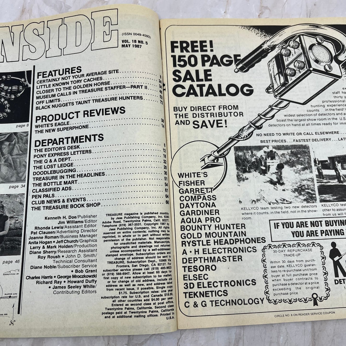 1987 May - Treasure Magazine - Treasure Hunting Metal Detecting Gold Coins M10