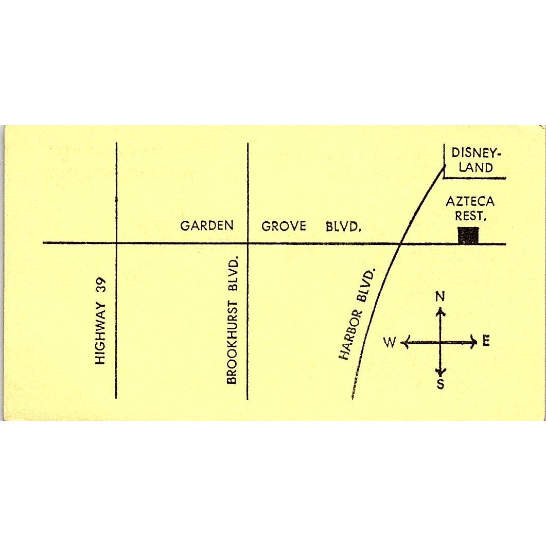 Azteca Mexican Food Restaurant Garden Grove CA Vintage Business Card SD9-B10