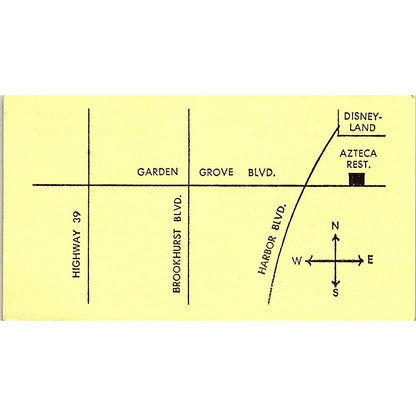 Azteca Mexican Food Restaurant Garden Grove CA Vintage Business Card SD9-B10