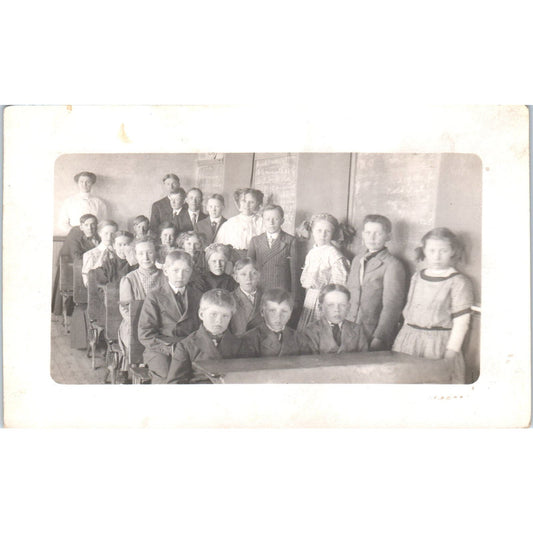 Schoolhouse Children Master Nels Nelson Wood Lake MN c1910 RPPC Postcard AB9