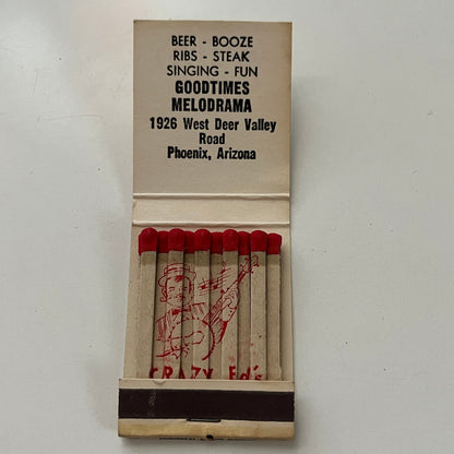 Crazy Ed's Phoenix Arizona Feature Matches Vintage Matchbook TB7-XSM
