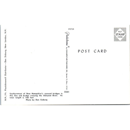 Ashuelot River Bridge New Hampshire Vintage Covered Bridge Postcard PC16