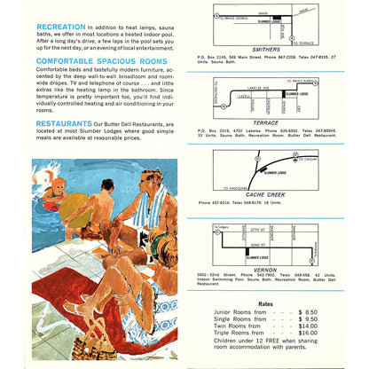 Slumber Lodge Motels in British Columbia Canada 1960s Travel Brochure TH2-TB4