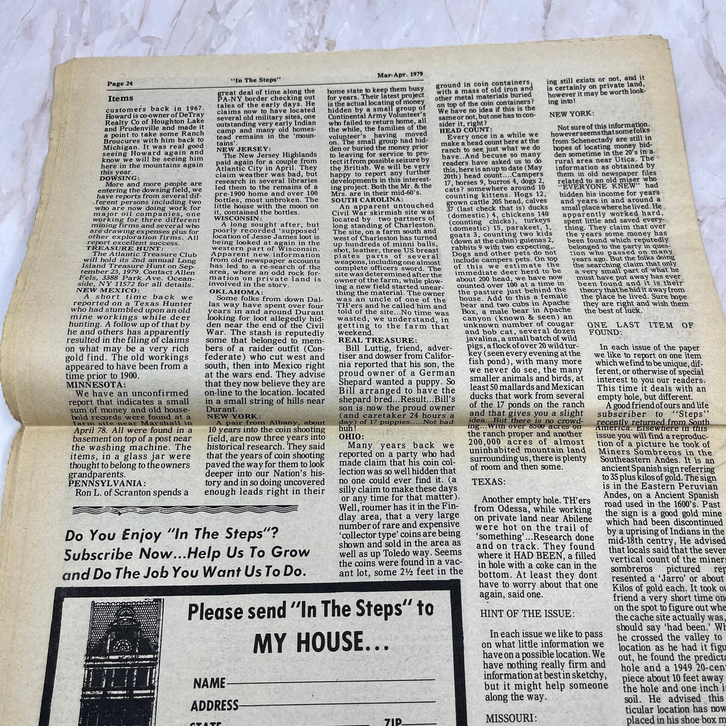 1979 April - In the Steps of the Treasure Hunter Newspaper - Mule Creek NM M11