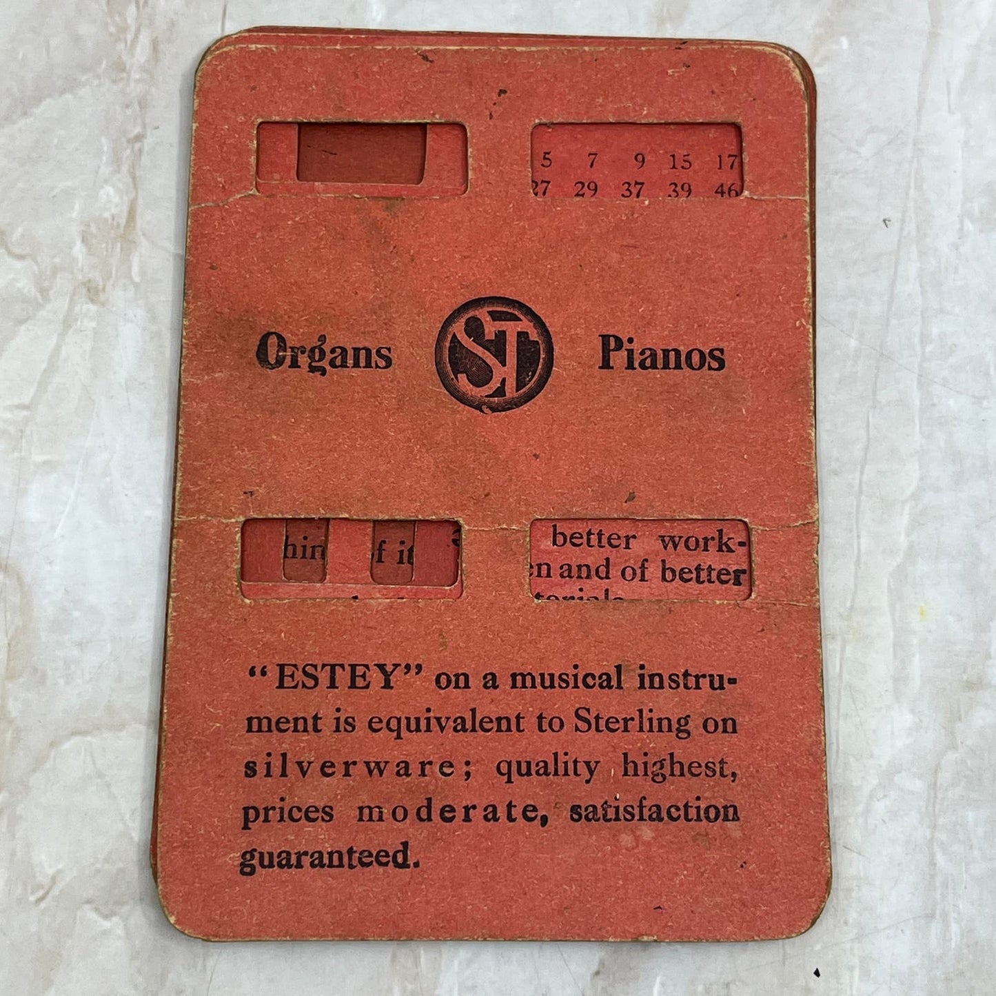 1904 Estey Organs & Pianos Advertising Card Calculator Set TG9-E1