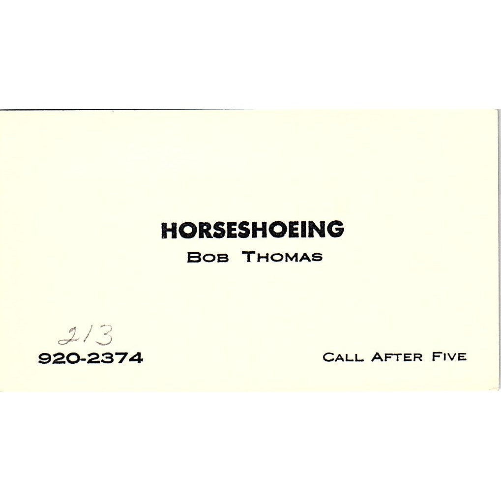Bob Thomas Horseshoeing Long Beach California Vintage Business Card SB4-B11