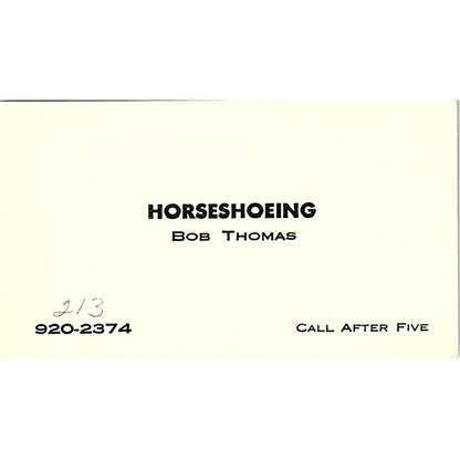 Bob Thomas Horseshoeing Long Beach California Vintage Business Card SB4-B11