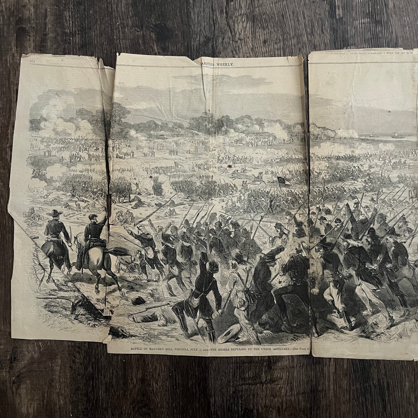 Battle of Malvern Hill July 1, 1862 Civil War Engraving C49