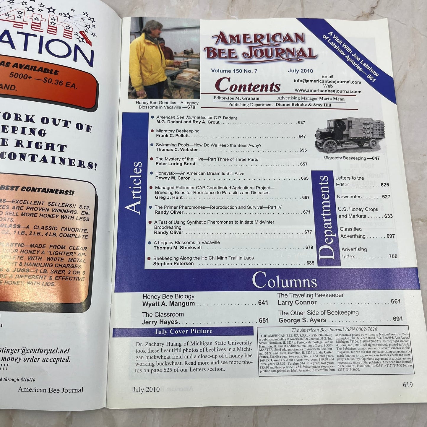 2010 July American Bee Journal Magazine Bees Beekeeping Honey M8