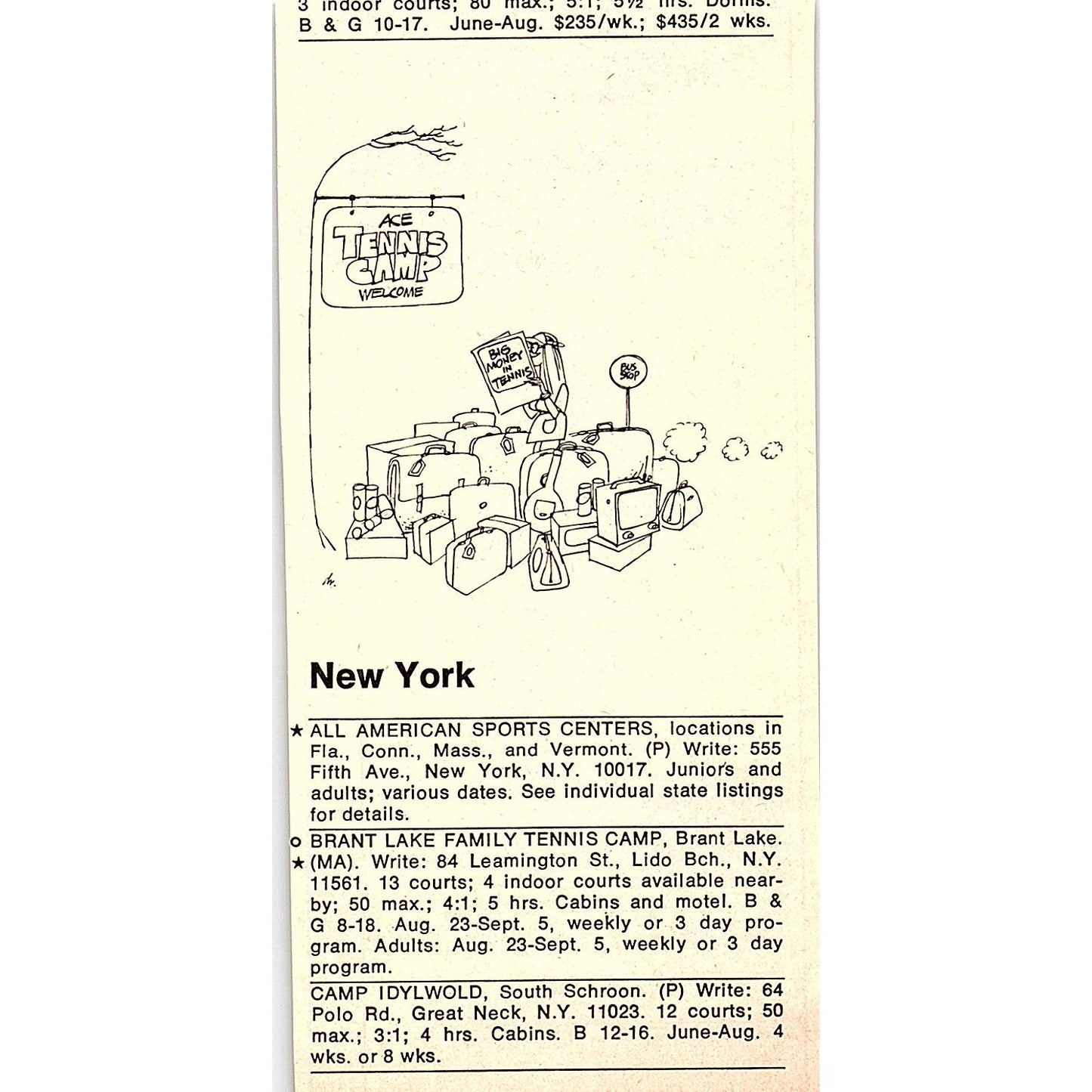 Bachman-Laing Tennis School & Camps Milwaukee WI 1977 Ad AF3-Q1