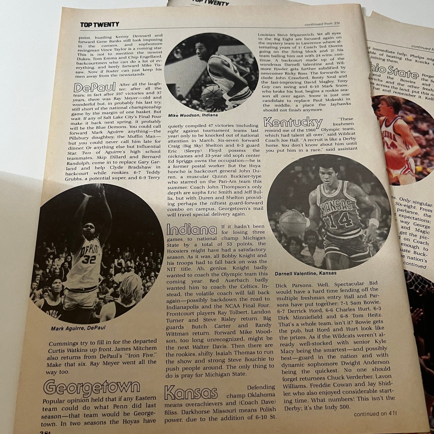 Top 20 College Basketball Teams by Curry Kirkpatrick 5 Page 1979 Article AG8-5