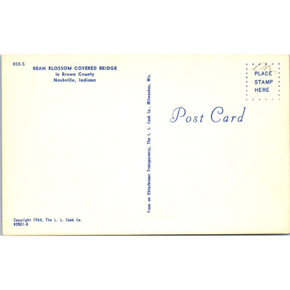 Bean Blossom Covered Bridge Nashville IN Vintage Covered Bridge Postcard PD3