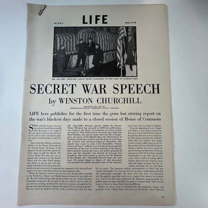 1946 Secret War Speech by Winston Churchill 5 Pages 1940s WWII Era Article V29-5