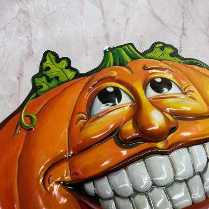 1990s Halloween Pumpkin Jack O Lantern 3D Mold Plastic Beistle 12x15 FL6-11