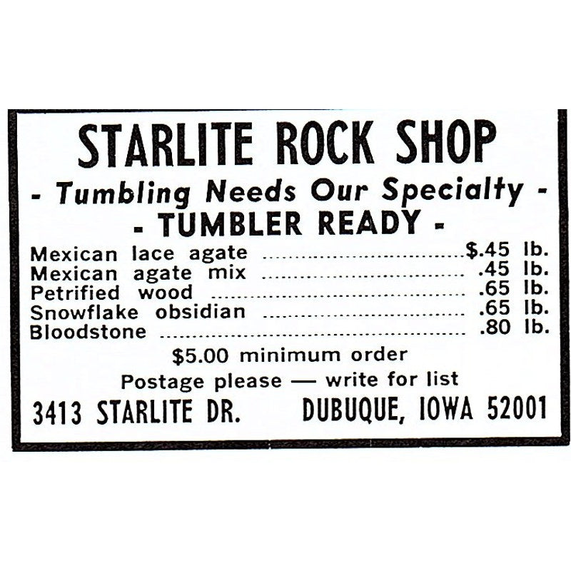 Starlight Rock Shop Dubuque Iowa 1972 Ad AF8-M3