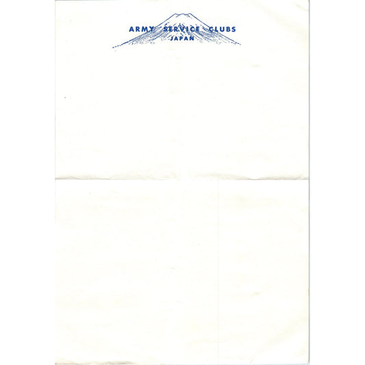 c1950 Army Service Clubs Japan Blank Letterhead AB9