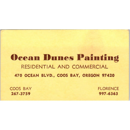 Ocean Dunes Painting Coos Bay Florence OR Vintage Business Card SD8-B14