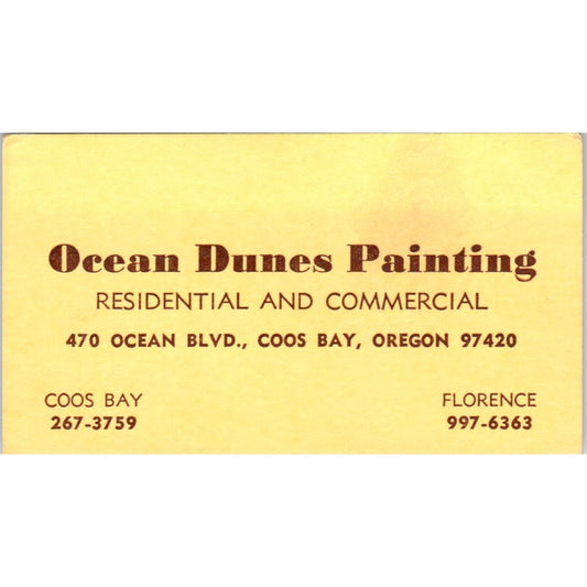 Ocean Dunes Painting Coos Bay Florence OR Vintage Business Card SD8-B14
