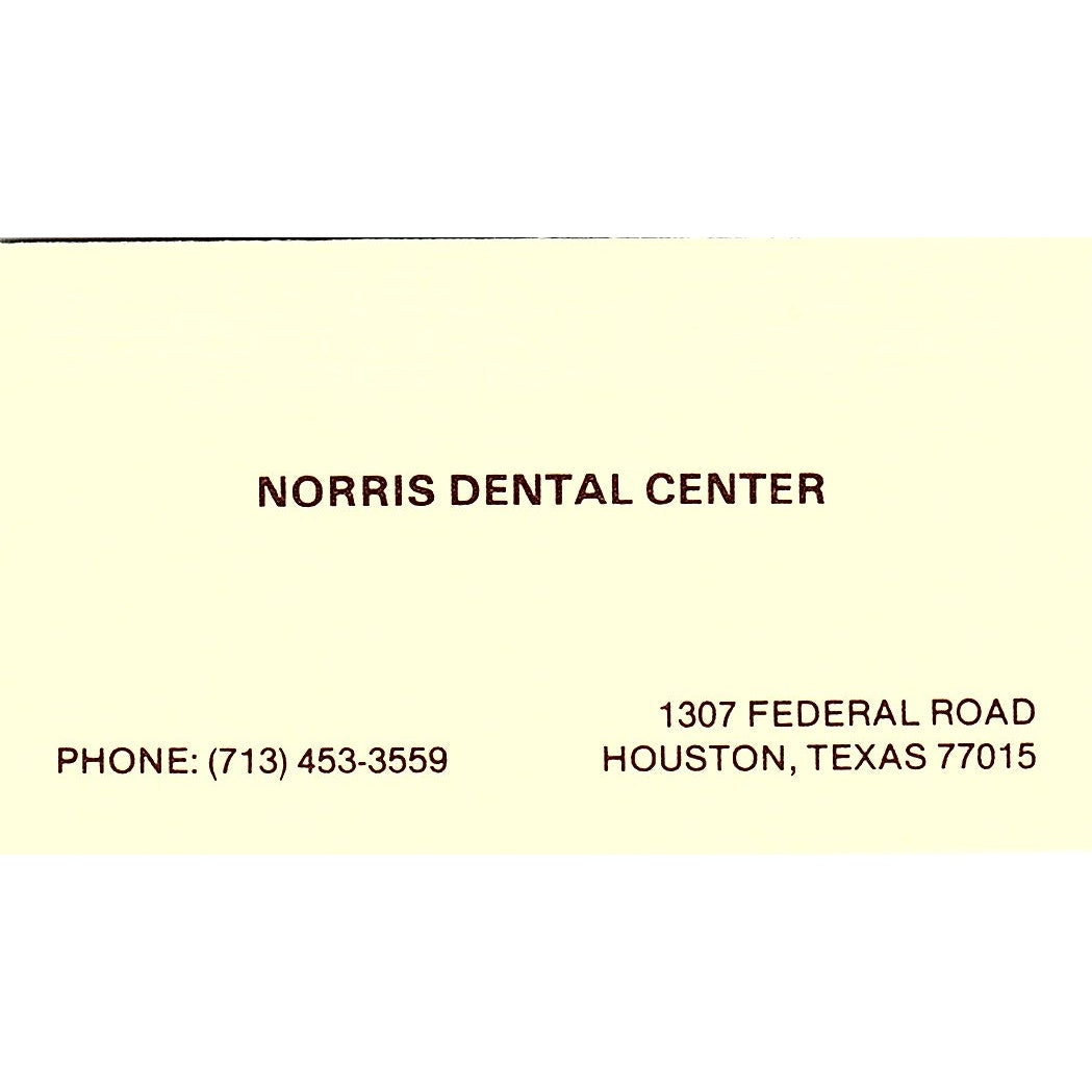 Norris Dental Center Houston TX Vintage Business Card SE3-B15