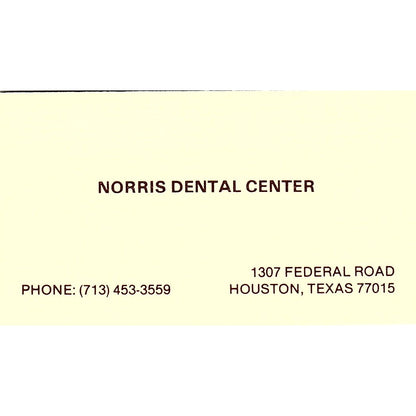 Norris Dental Center Houston TX Vintage Business Card SE3-B15