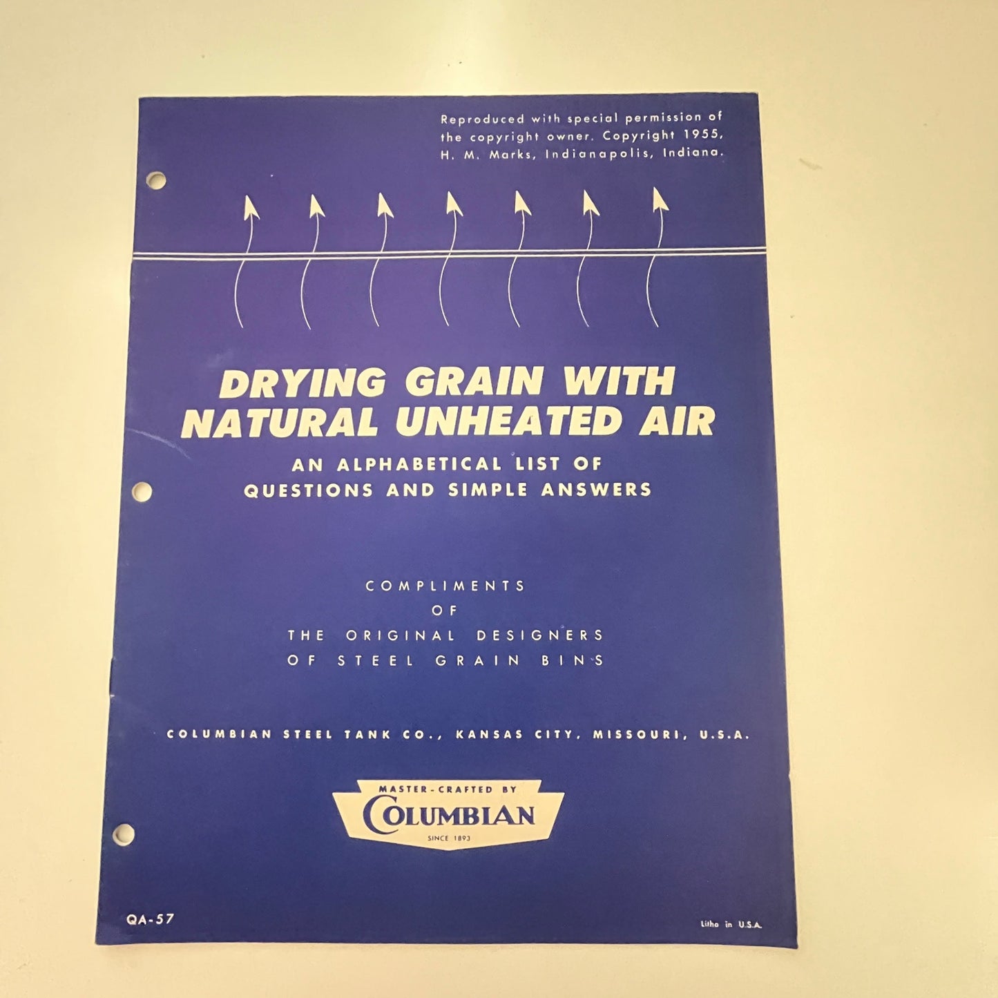 1957 Columbian Steel Tank Drying Grain With Natural Unheated Air Booklet V39-1