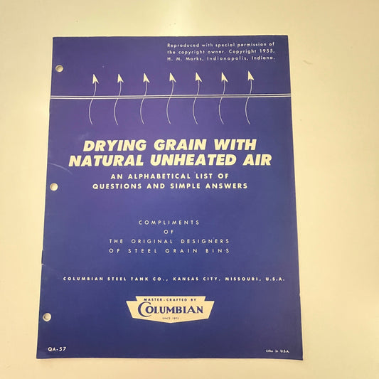 1957 Columbian Steel Tank Drying Grain With Natural Unheated Air Booklet V39-1