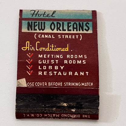 Hotel New Orleans Canal Street Louisiana Vintage Matchbook Cover TB8-MB2-10